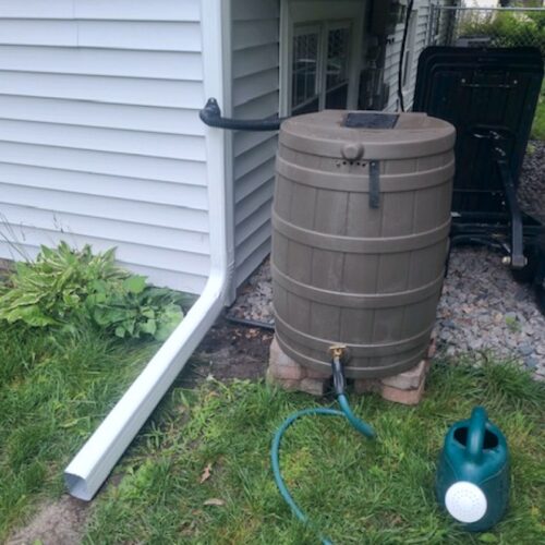 rain barrel adapters in a residential area in kimball mn